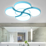 Floral Flush Ceiling Light For Kids Spaces - Metal And Acrylic Lamp Kindergarten Corridor Blue