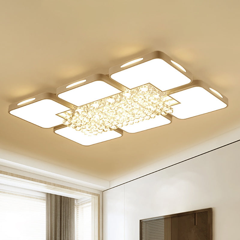 Modern White Led Ceiling Light With Crystal Ball - 23.5/35.5 W / 23.5 Warm