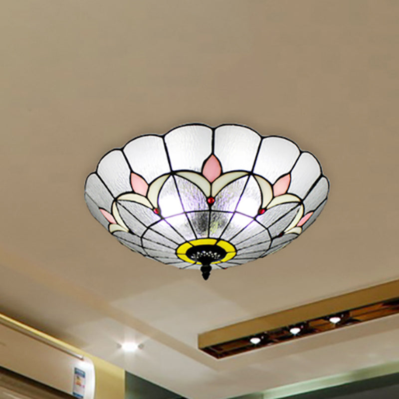 Tiffany Style Flower Glass Ceiling Light For Bedroom Clear