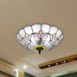 Tiffany Style Flower Glass Ceiling Light For Bedroom Clear