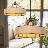 Vintage Style Drum Shade Rope Pendant Light - Perfect For Coffee Shops 1 Bulb Black / B