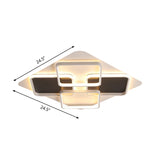 Contemporary Metal Led Multi Square Flush Mount Light In Black/White Warm/White Sizes: 18/24.5/34.5