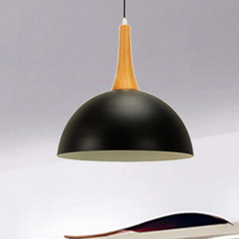 Modern Metal Hanging Lamp - Stylish Black/White Dome Light For Meeting Rooms And Markets Black / 10