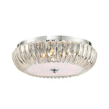 Modern Round Flush Mount Light With Clear Crystal Shade - 3/4 Lights Chrome Ceiling Flushmount