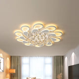 White Windmill Flush Lamp Led Acrylic Ceiling Fixture With Crystal Drop - 27/31.5 Modernist Design