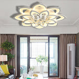 Contemporary Led Acrylic Flushmount Ceiling Light With Crystal Drop In Warm/White - 27/31.5 W White