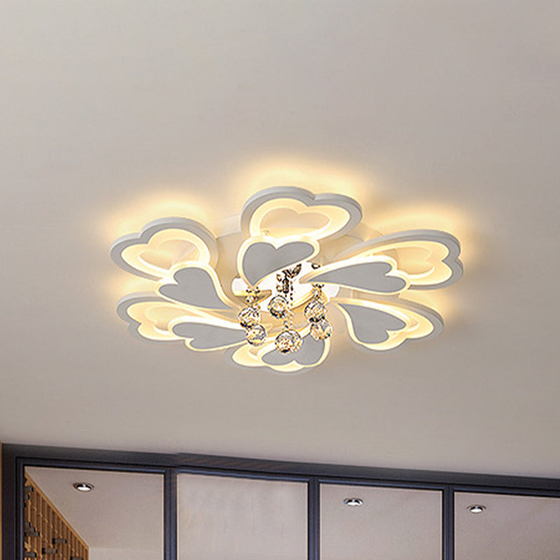 Loving-Heart Led Flush Light In Warm/White - Contemporary Acrylic Design 27/31.5 Wide
