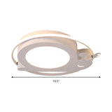 Snail Baby Room Animal Led Ceiling Lamp With Metallic Flush Circle Design