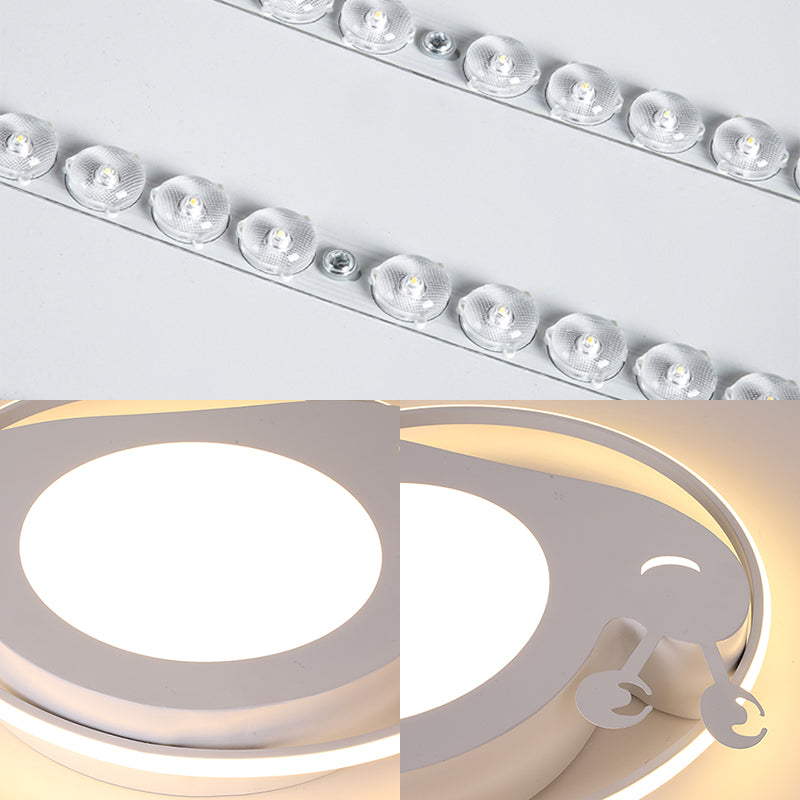 Snail Baby Room Animal Led Ceiling Lamp With Metallic Flush Circle Design