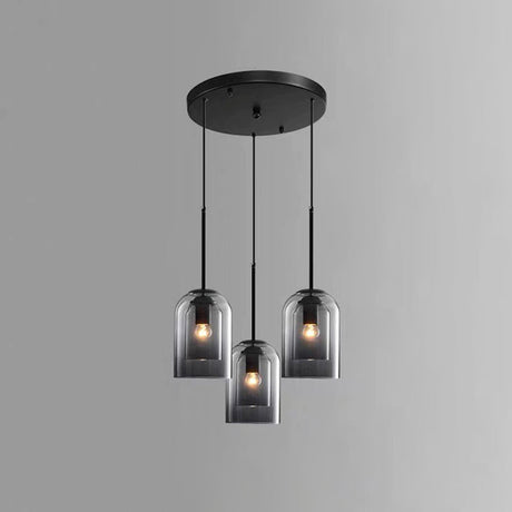Modern Glass Pendant Ceiling Light For Bedroom - Bell Hanging Lamp 3 / Grey Round