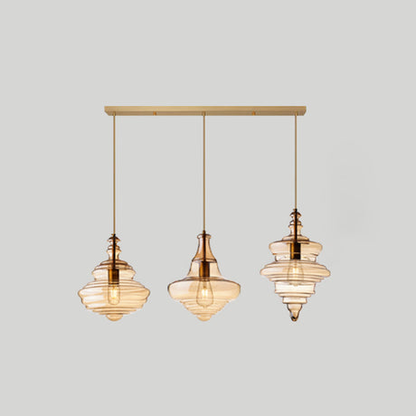 Modern Glass Pendant Lighting For Dining Room Table 3 / Cognac Linear