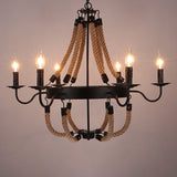 Industrial Black Metal Ring Rope Ceiling Pendant Light Fixture 6 /