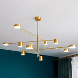 Modern Gold Pendant Ceiling Light With Flat Metal Discs 10 /