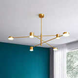 Modern Gold Pendant Ceiling Light With Flat Metal Discs