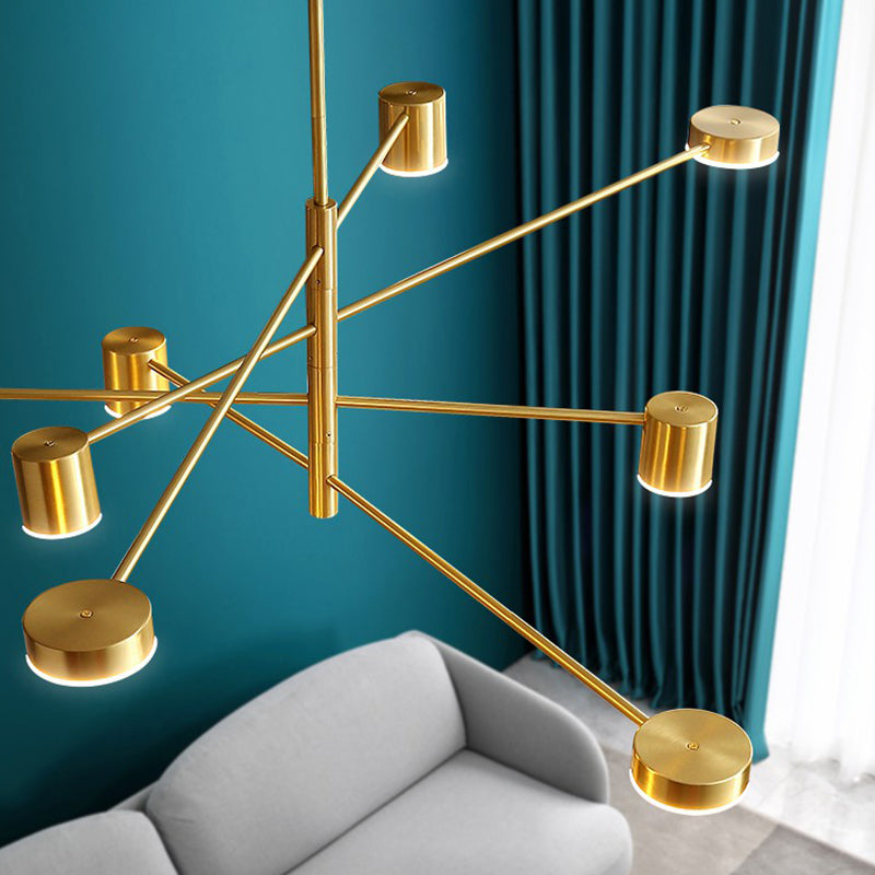 Modern Gold Pendant Ceiling Light With Flat Metal Discs