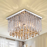 Simple Cubic Flush Mount Ceiling Lamp With Clear Crystals - Bedroom Lighting Fixture 2 /