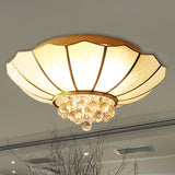 Contemporary 4/6-Light White Flared Ceiling Flush Mount With Ribbed Glass And Crystal Finial 4 /