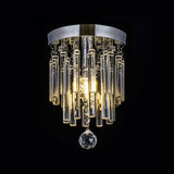Round Chrome Crystal Bar Flush Mount Ceiling Light - Bare Bulb Flushmount Clear / 10