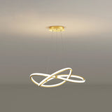 Modern Twist Chandelier Pendant Light For Living Room - Sleek Metal Design Gold / 23.5 White
