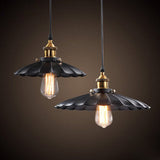 Farm Style Black Scalloped Metal Pendant Light Kit For Coffee Shops