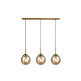 Modern Minimalist Glass Sphere Pendant Light Fixture For Indoor Ceiling Amber / Linear