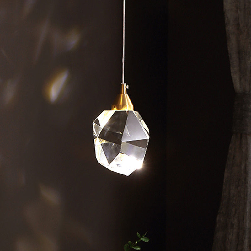Golden Modern Stone Hanging Ceiling Light With Crystal Led: A Striking Bedroom Suspension Lighting