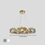 Crystal Bedroom Pendant Ceiling Light With Brass Finish Metal Fixture & Glass Shade - Large Size