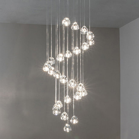 Modern Nordic Led Clear Bubble Glass Mini Pendant Light - Round Stair Hanging Lamp