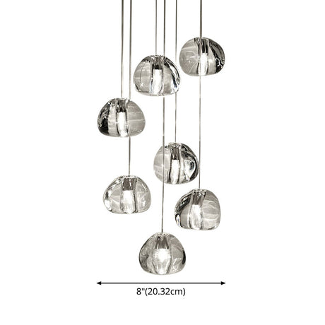 Modern Nordic Led Clear Bubble Glass Mini Pendant Light - Round Stair Hanging Lamp