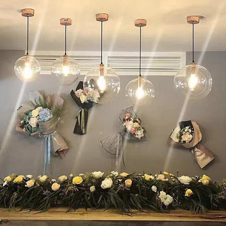 Modern Industrial Glass Globe Pendant Light For Kitchen Dining & Bedroom