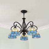 Tiffany Stained Glass Chandelier Light With 12 Adjustable Chains - Perfect For Living Room Ceiling