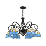 Tiffany Stained Glass Chandelier Light With 12 Adjustable Chains - Perfect For Living Room Ceiling