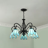 Tiffany Stained Glass Chandelier Light With 12 Adjustable Chains - Perfect For Living Room Ceiling