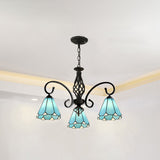 Tiffany Stained Glass Chandelier Light With 12 Adjustable Chains - Perfect For Living Room Ceiling