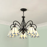 Tiffany Stained Glass Chandelier Light With 12 Adjustable Chains - Perfect For Living Room Ceiling