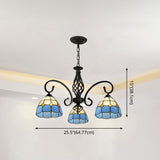 Tiffany Stained Glass Chandelier Light With 12 Adjustable Chains - Perfect For Living Room Ceiling