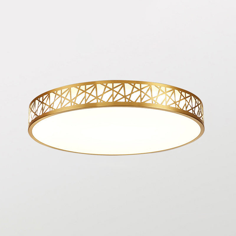 Minimalist Brass Ceiling Light With Geometric Design And Led Flushmount / 19.5 Round