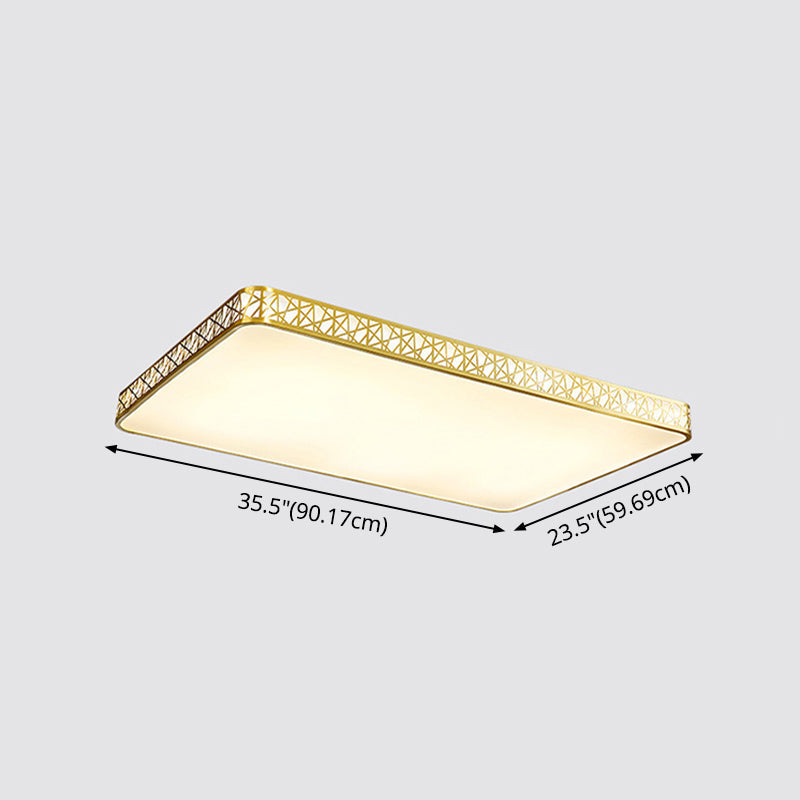 Minimalist Brass Ceiling Light With Geometric Design And Led Flushmount