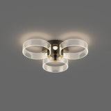 Modern Black-Gold Led Ceiling Light With Flower Design - Acrylic Round Semi Mount 3 / White