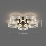 Modern Black-Gold Led Ceiling Light With Flower Design - Acrylic Round Semi Mount