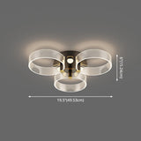 Modern Black - Gold Led Ceiling Light With Flower Design - Acrylic Round Semi Mount