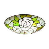 Tiffany Stained Glass Flush Ceiling Light For Bedroom - Bowl Shaped Flushmount Lighting