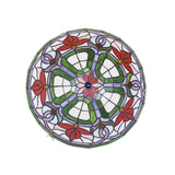 Red Flower Tiffany Stained Glass Ceiling Light: Round Flush Mount For Bedroom