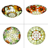 Stained Glass Tiffany-Style Ceiling Light In Multicolored Bowl Design For Bedroom