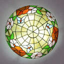Stained Glass Tiffany - Style Ceiling Light In Multicolored Bowl Design For Bedroom Red / 12’