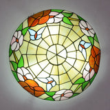 Stained Glass Tiffany - Style Ceiling Light In Multicolored Bowl Design For Bedroom Red / 12’