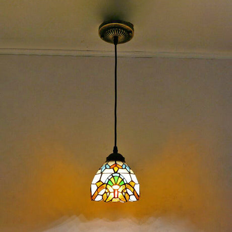 Tiffany-Style Bowl Pendant Light With Stained Glass - Ideal For Dining Room Beige / 6
