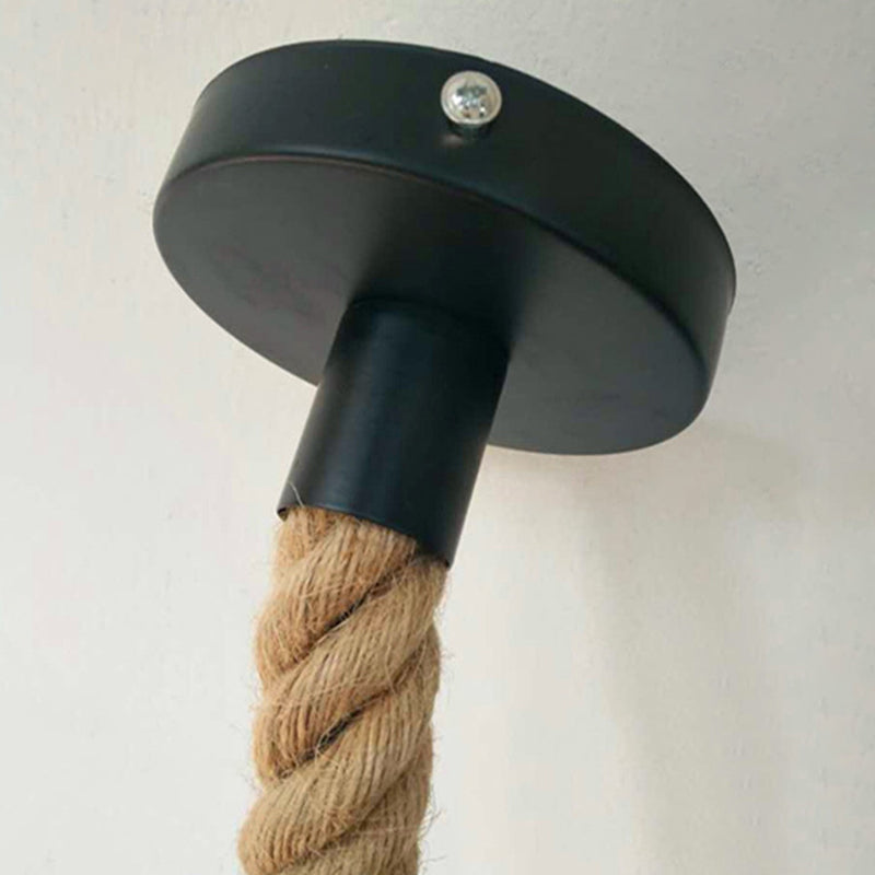 Vintage Linen Rope Pendant Lamp With 1 Light For Dining Room Décor