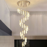 Modern Crystal Drop Pendant Light For Stairway - Multiple Rectangles 28 / Silver