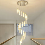 Modern Crystal Drop Pendant Light For Stairway - Multiple Rectangles 21 / Silver